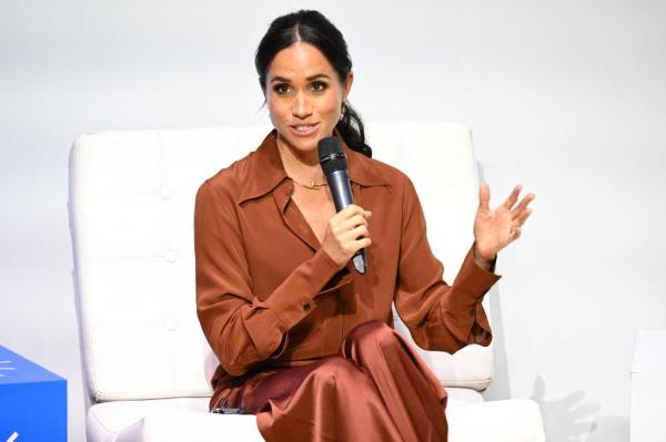 Meghan Markle speaks during the 'Respo<em></em>nsible Digital Future' forum in Bogota on August 15, 2024. 