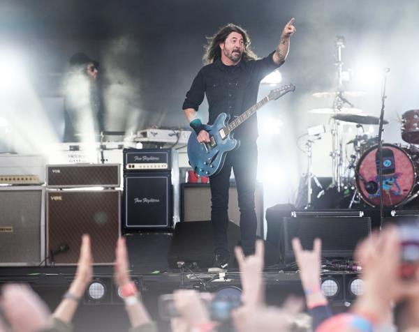 Dave Grohl performs with Foo Fighters at Roskilde Festival 2024.