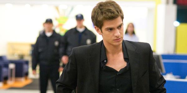 Andrew Garfield as Eduardo Saverin looking angry in The Social Network